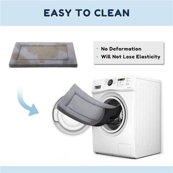 Dog Bed for Crate, High Resilience Foam Dog Crate Mat Kennel Pad with Soft Plush - Picture 4 of 7